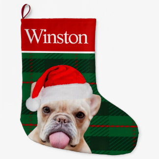 Calcetín Navideño Grande Foto de perro de mascota personalizada de vacacion