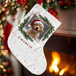 Calcetín Navideño Grande Foto personalizada de mascota en Navidad – Fiesta