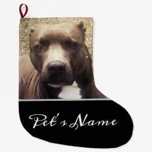 Calcetín Navideño Grande Foto personalizada de Personalizado de Bulldog de