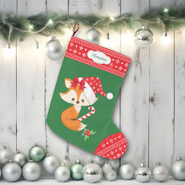 Calcetín Navideño Grande Fox y Candy Cane