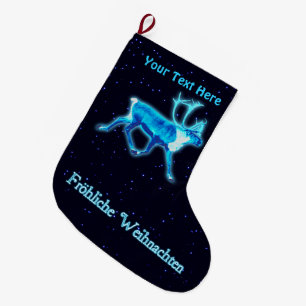 Calcetín Navideño Grande Froehliche Weihnachten - Blue Caribou (Reno)