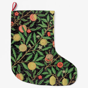 Calcetín Navideño Grande Fruta y follaje botánico vintage - Christma grande