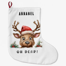 Calcetín Navideño Grande FUNNY Holiday Reindeer
