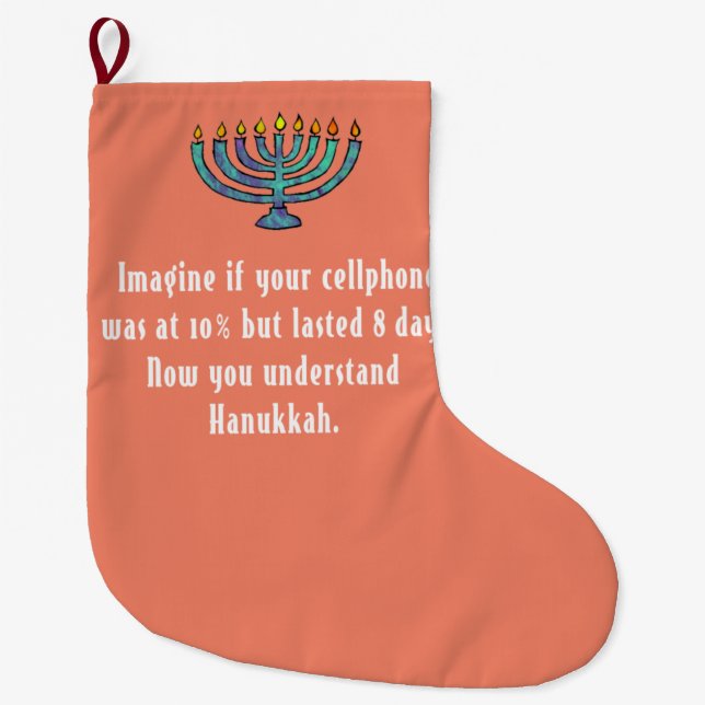 Calcetín Navideño Grande Funny Sarcastic Hanukkah Chanukah Cellphone Quote (Anverso)