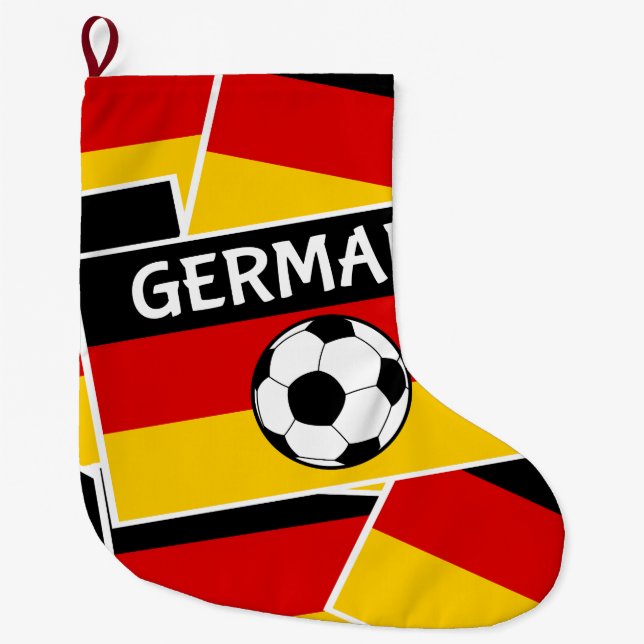 Calcetín Navideño Grande Fútbol Bandera de Alemania (Anverso)