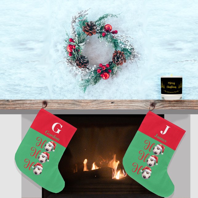 Calcetín Navideño Grande Fútbol Navidad Ho Ho Ho (Subido por el creador)