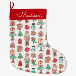 Calcetín Navideño Grande Galletas de hombre de jengibre cascanueces navideñ