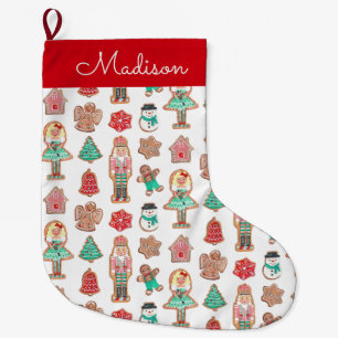 Calcetín Navideño Grande Galletas de hombre de jengibre cascanueces navideñ