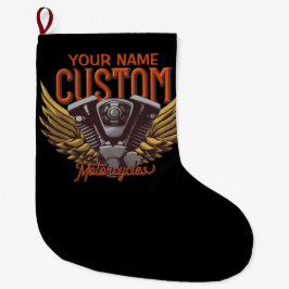 Calcetín Navideño Grande Garaje de motocicleta personalizada Eagle Wings Bi