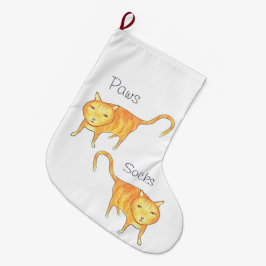 Calcetín Navideño Grande Gato Naranja Apático y Lindo