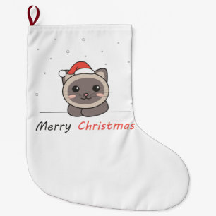 Calcetín Navideño Grande Gato Navidades Nieve Animales De Invierno Gatos