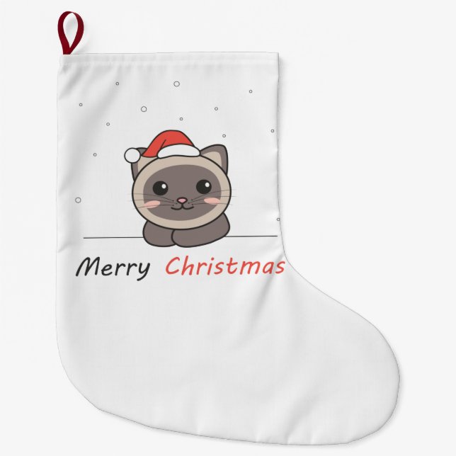 Calcetín Navideño Grande Gato Navidades Nieve Animales De Invierno Gatos (Anverso)
