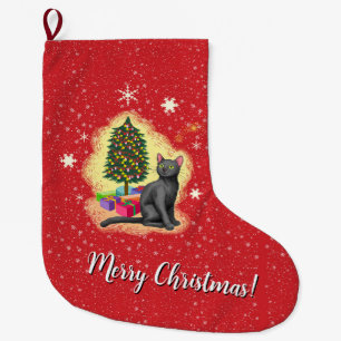 Calcetín Navideño Grande Gato navideño