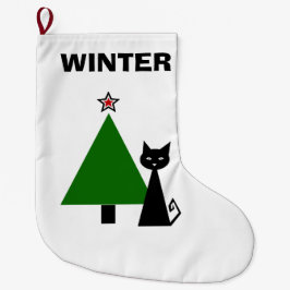 Calcetín Navideño Grande Gato negro personalizado