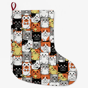 Calcetín Navideño Grande Gatos cortos