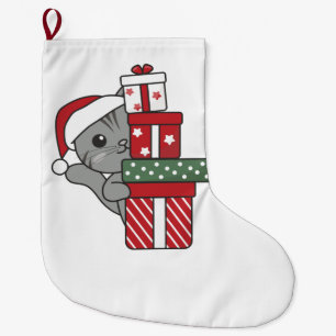 Calcetín Navideño Grande Gatos Navidades regalan gatos de invierno