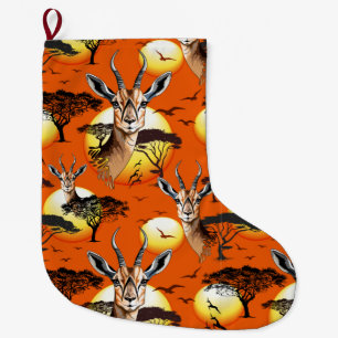 Calcetín Navideño Grande Gazelle Animal salvaje Antelope africano