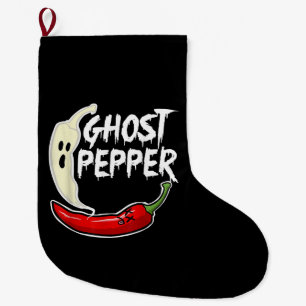 Calcetín Navideño Grande Ghost Pepper Funny Spicny Hot Halloween Ghost Pepp