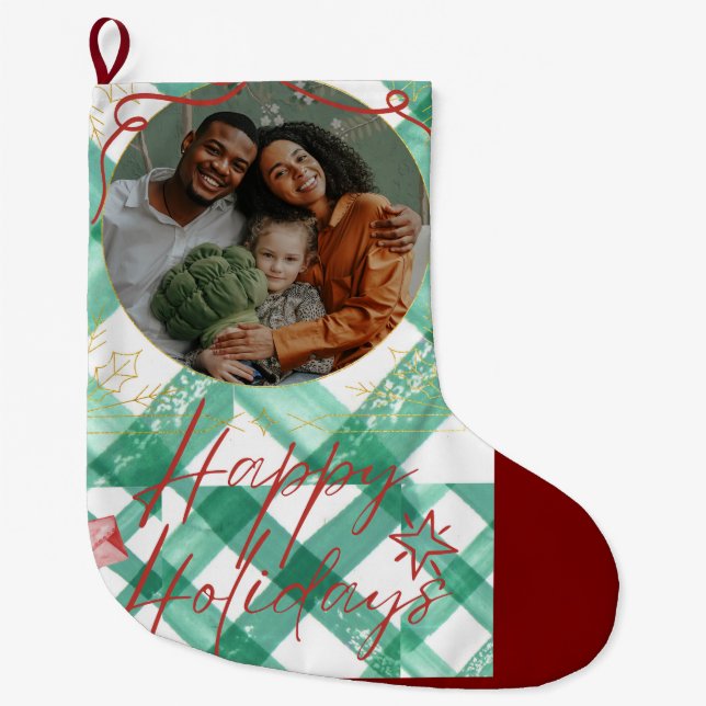 Calcetín Navideño Grande Gigante verde personalizado (Anverso)