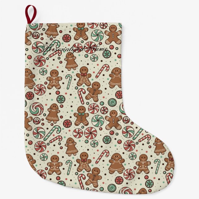 Calcetín Navideño Grande Gingerbread Delight (Anverso)