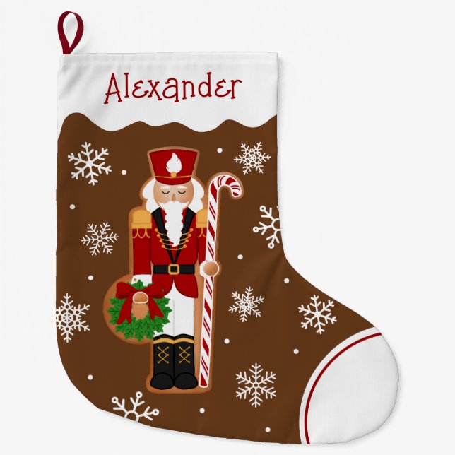 Calcetín Navideño Grande Gingerbread Nutcracker Soldier (Anverso)