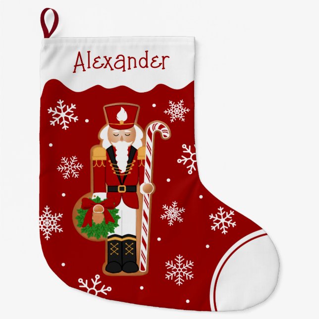 Calcetín Navideño Grande Gingerbread Nutcracker Soldier (Anverso)