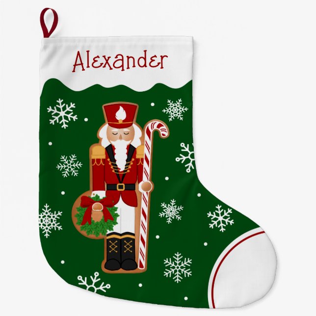 Calcetín Navideño Grande Gingerbread Nutcracker Soldier Large Christmas Sto (Anverso)