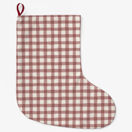 Calcetín Navideño Grande Gingham de Arándano Rojo Granate