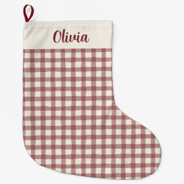 Calcetín Navideño Grande Gingham de Arándano Rojo Granate