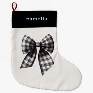 Calcetín Navideño Grande Gingham negro y blanco verificado