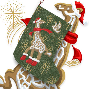 Calcetín Navideño Grande Girafa de pan de jengibre/estufa grandes Navidades