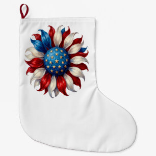 Calcetín Navideño Grande Girasol Bandera Americana 4 De Julio