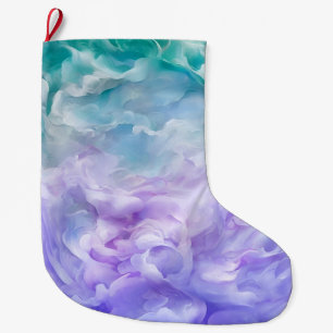 Calcetín Navideño Grande Giro de nubes azul y púrpura