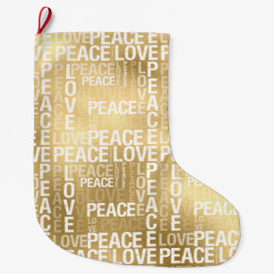 Calcetín Navideño Grande Glam Gold Peace Love