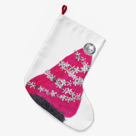 Calcetín Navideño Grande Glam Pink Christmas Tree