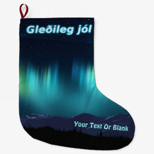 Calcetín Navideño Grande Gleðileg jól - Aurora Borealis