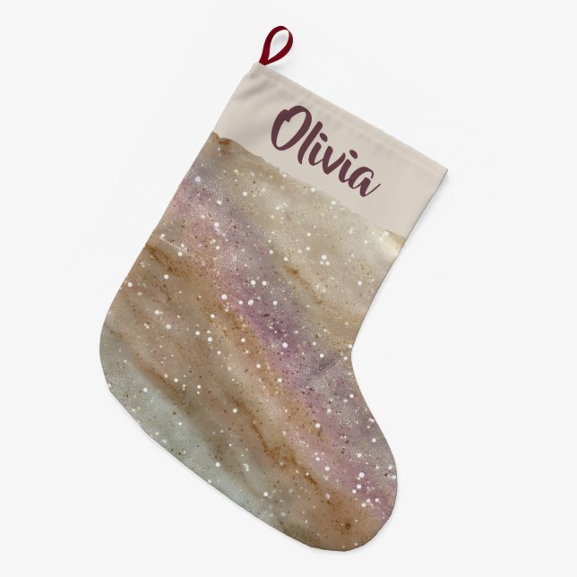Calcetín Navideño Grande Glitter Personalized Name Christmas Stocking (Frente (Colgado))