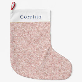 Calcetín Navideño Grande Glitzy Blush Pink Glitter Christmas