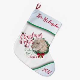 Calcetín Navideño Grande GOAT | Navidades Desean Besar de Cabra Bebé Angora