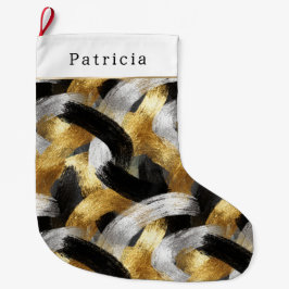 Calcetín Navideño Grande Gold Silver Christmas Black Celebration