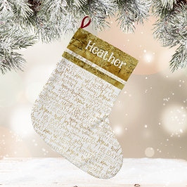 Calcetín Navideño Grande Golden Christmas Name Stocking