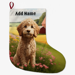 Calcetín Navideño Grande Goldendoodle