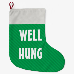 Calcetín Navideño Grande Gracioso Well Hung Green Stripe