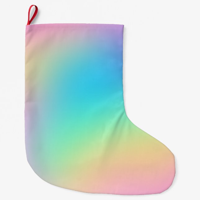 Calcetín Navideño Grande Gradiente arcoiris de bonito (Anverso)