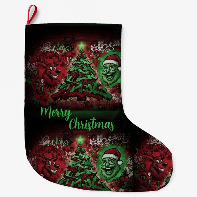 Calcetín Navideño Grande 	Graffiti Christmas Stocking 12x20 (Anverso)