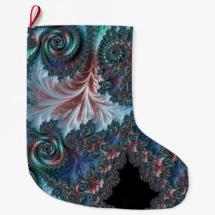 Calcetín Navideño Grande Groovy Colorful Boho Hippie Mandelbrot Arte Fracta
