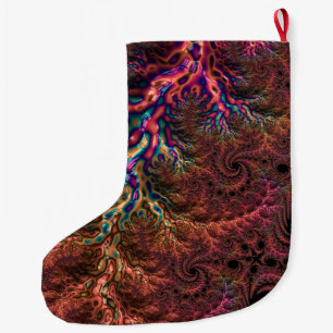 Calcetín Navideño Grande Groovy Psicodélico Trippy Funky Colorido Fractal