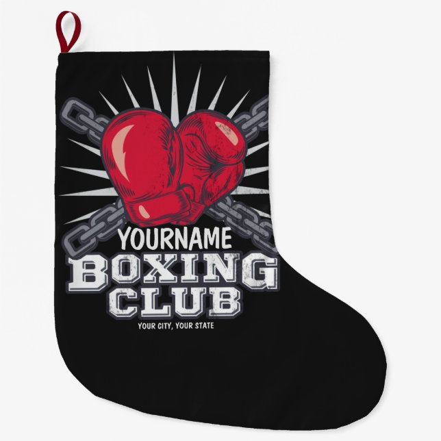Calcetín Navideño Grande Guantes de boxeo personalizados boxeador campeón d (Anverso)