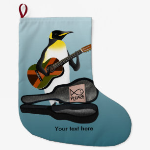 Calcetín Navideño Grande Guitarra de Reggae del Rey Pingüino
