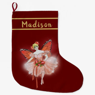 Calcetín Navideño Grande Hada de ala de mariposa de bonito